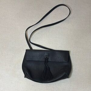 NWOT Anthropologie Elegant Black Tassel Shoulder Bag